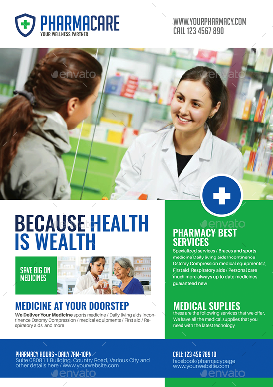 Medical Pharmacy Flyer, Print Templates | GraphicRiver